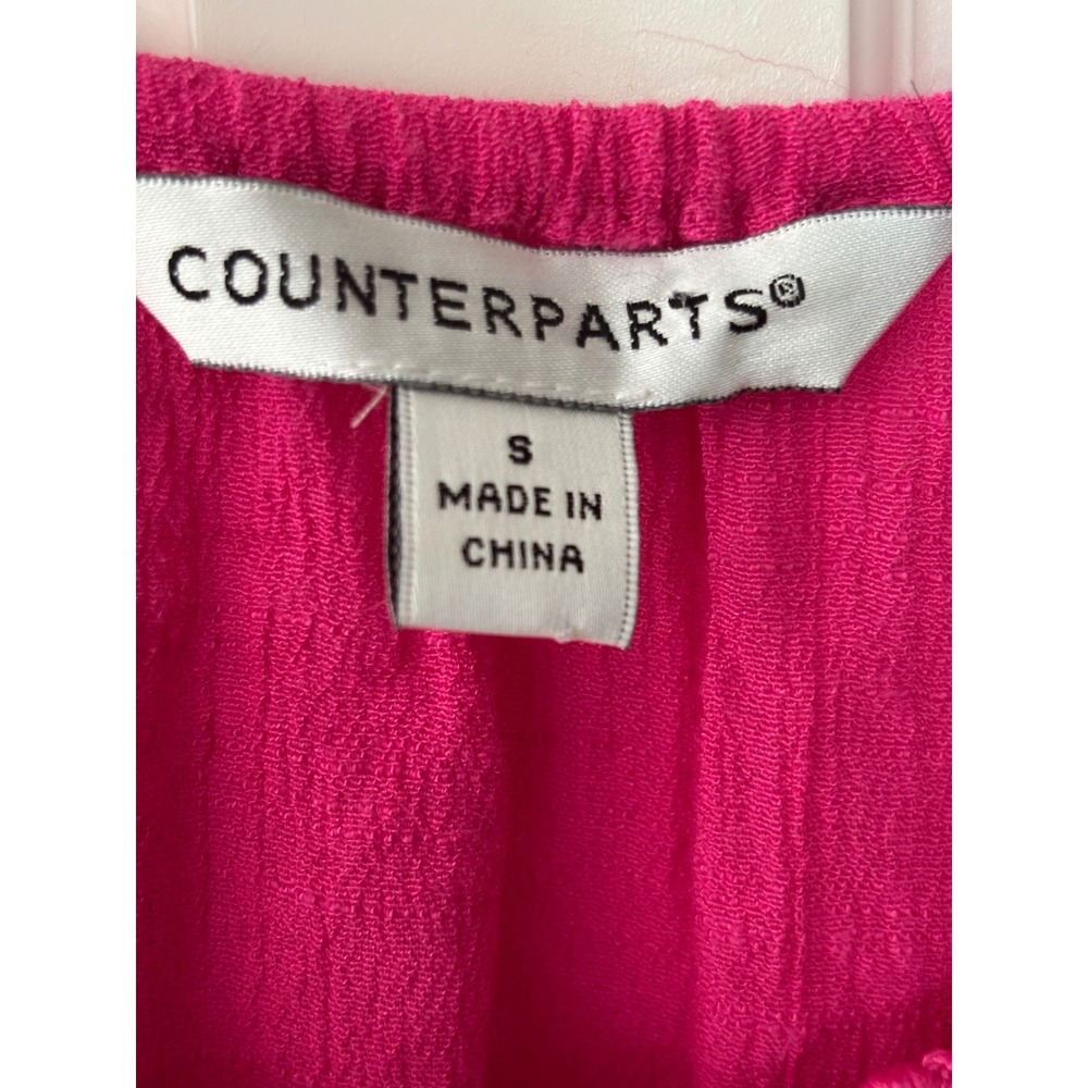 Counterparts Womens Pink Crochet Lace Embroidered Bell Sleeve Ruffle Blouse S - Picture 3 of 7